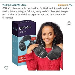 Geniani Magma Microwavable Heated Or Cooling Neck Pad Lavender Aromatherapy New